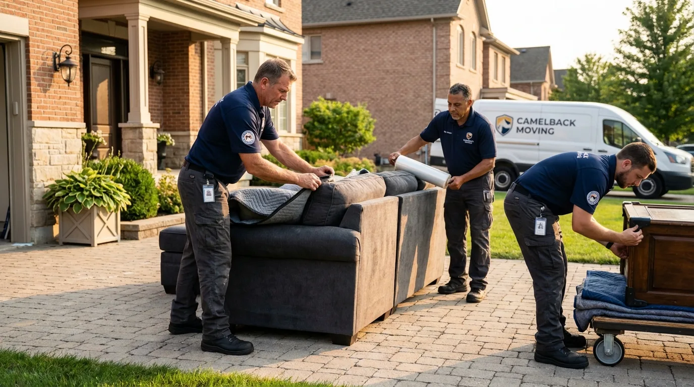 Large estate moving crew wrapping furniture in Pine Bush, NY